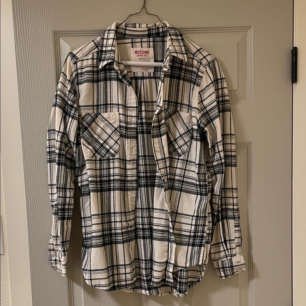 Mossimo Supply Co. Black and White Flannel Boyfriend Shirt